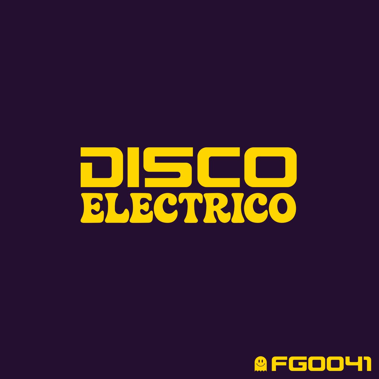 A deep purple colour with yellow writing spelling out Disco Electrico.