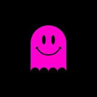 A pink Fast Ghost logo.