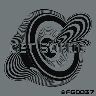A line art illustration of a psychedelic loudspeaker with the words "Get Sonic" over the top.