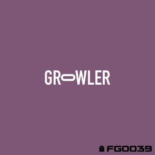 A kinda brain coloured background with stylised text reading "GROWLER"